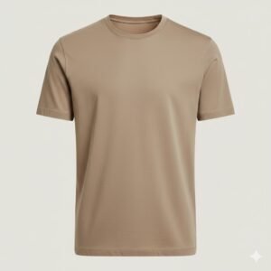 Wheat brown solid cotton crew neck t-shirt