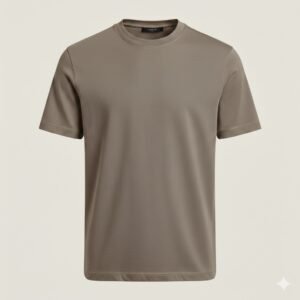Premium beige crew neck t-shirt with a minimalist design