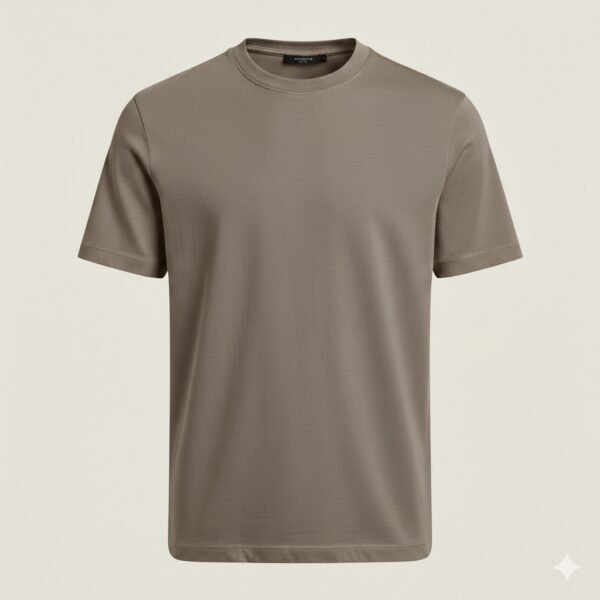 Premium beige crew neck t-shirt with a minimalist design