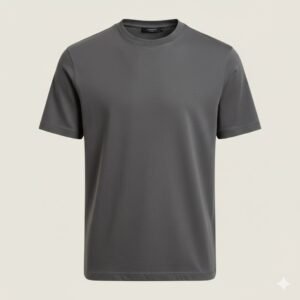Men’s Charcoal Grey Plain Cotton T-Shirt – Classic Round Neck Half Sleeve Casual Wear