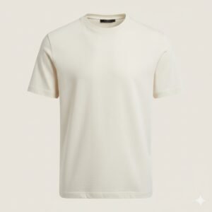 Men’s Off White Plain Cotton T-Shirt – Classic Round Neck Half Sleeve Casual Wear