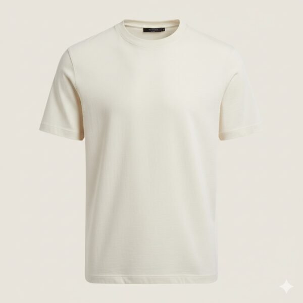 Men’s Off White Plain Cotton T-Shirt – Classic Round Neck Half Sleeve Casual Wear