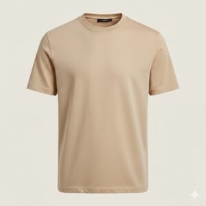 Men’s Sand Beige Plain Cotton T-Shirt – Soft Round Neck Half Sleeve Casual Wear